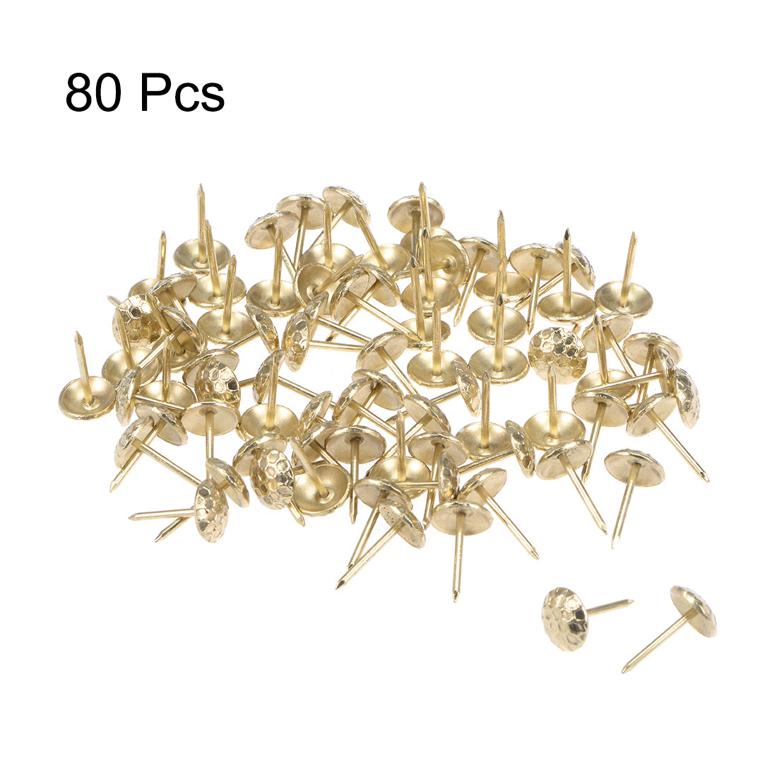 uxcell Uxcell Upholstery Nails Tacks 7/16-Inch Head Dia Antique Round Thumb Push Pins Gold Tone 80 Pcs