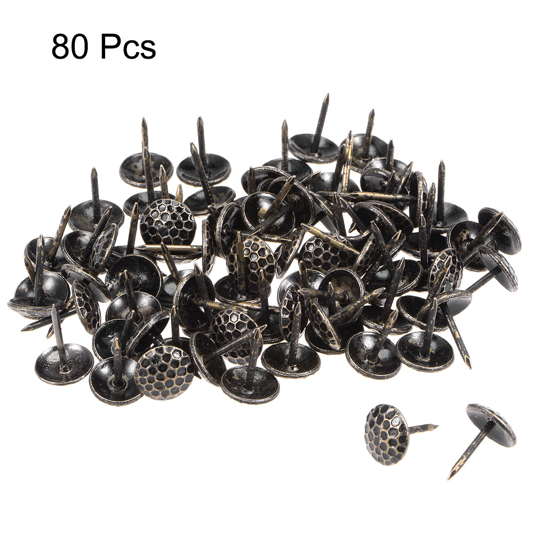 uxcell Uxcell Upholstery Nails Tacks 7/16-Inch Head Dia Antique Round Thumb Push Pins Bronze Tone 80 Pcs