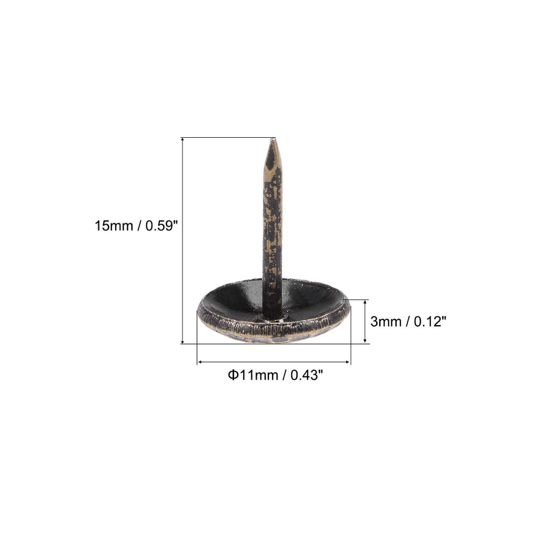 MroMax Upholstery Nails – 15 Pack Bronze Tone Tacks, 0.63" Head, 0.75" Length, Antique Thumb Push Pins For DIY & Decor