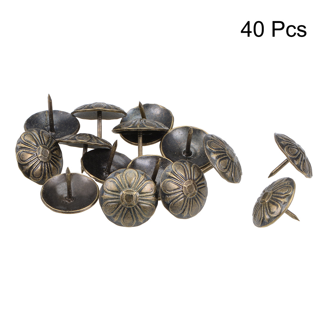 uxcell Uxcell Upholstery Nails Tacks 19mm Head Dia Antique Round Thumb Push Pins Bronze Tone 40 Pcs