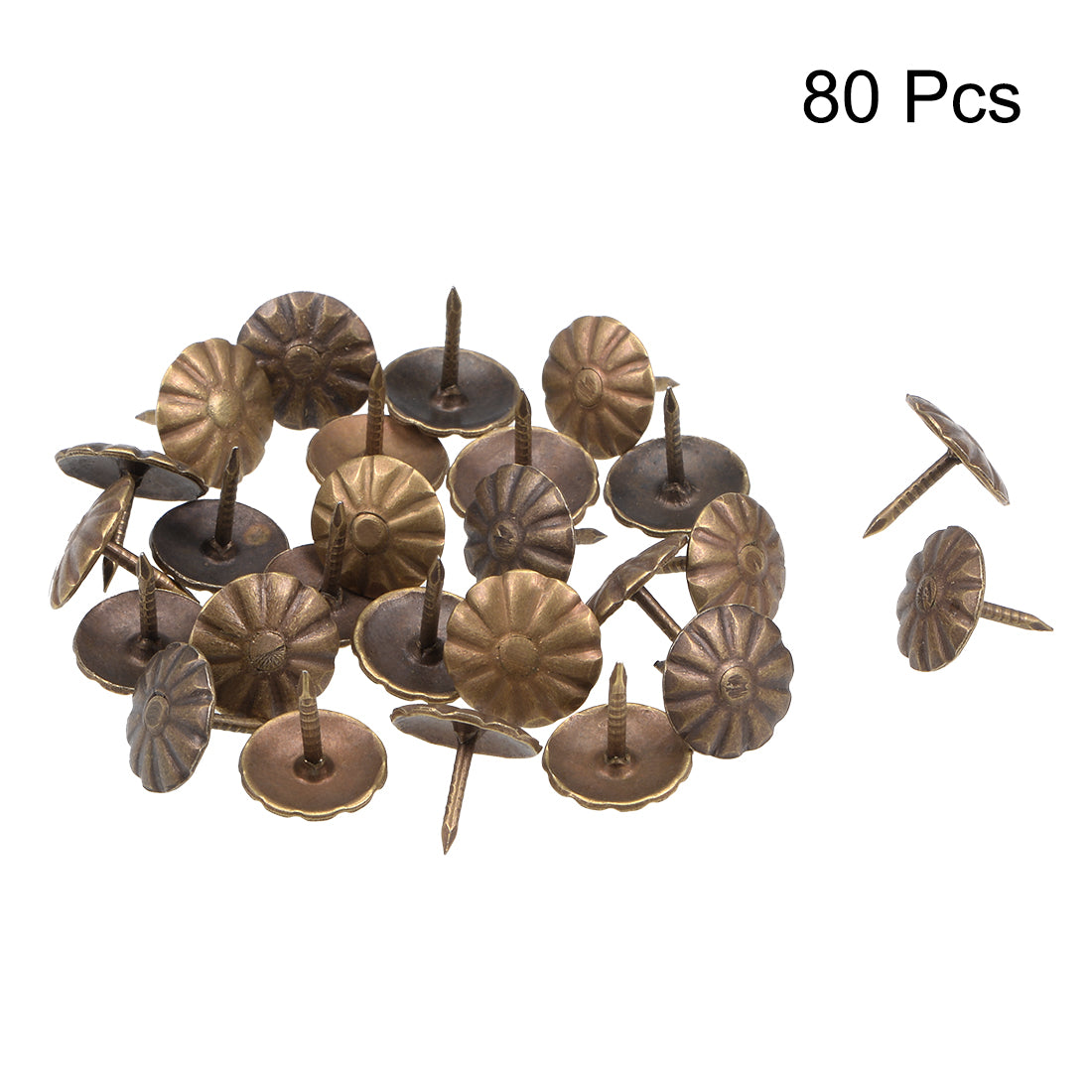 uxcell Uxcell Upholstery Nails Tacks 10mm Head Dia Antique Round Thumb Push Pins Bronze Tone 80 Pcs