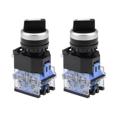 Harfington Uxcell Rotary Selector Switch 2 Positions 1NO+1NC Self-Lock Latching AC 660V 10A 22mm Panel Mount 2pcs