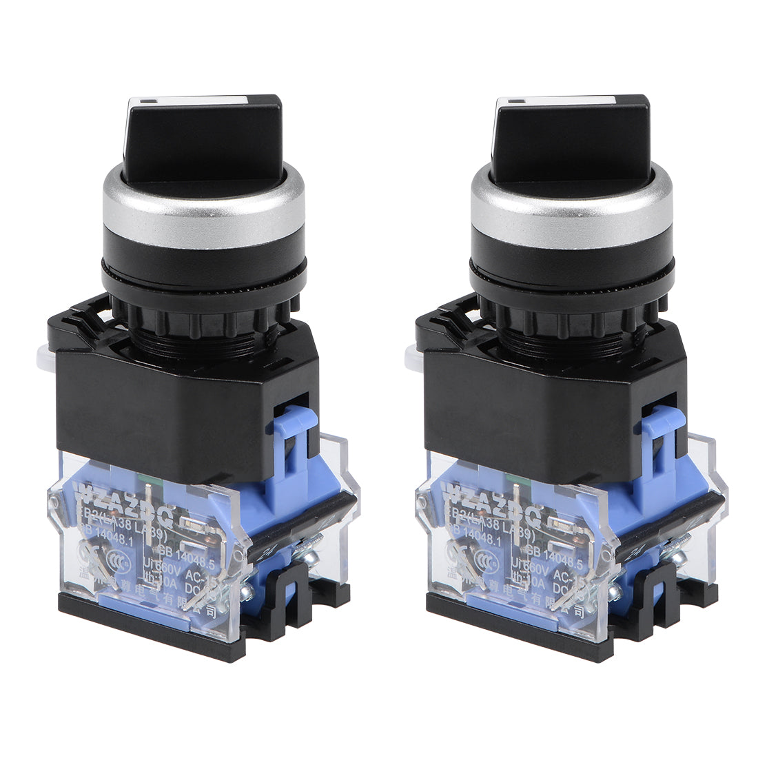 uxcell Uxcell Rotary Selector Switch 2 Positions 2NO Self-Lock Latching AC 660V 10A 22mm Panel Mount 2pcs