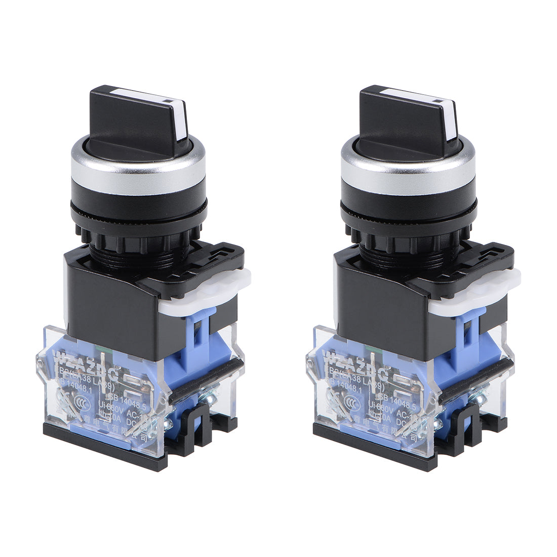 uxcell Uxcell Rotary Selector Switch 2 Positions 2NO Momentary AC 660V 10A 22mm Panel Mount 2pcs