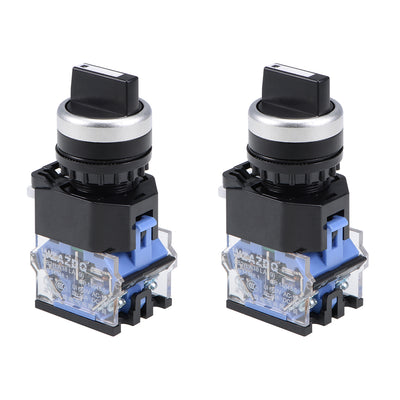 Harfington Uxcell Rotary Selector Switch 3 Positions 1NO+1NC Momentary AC 660V 10A 22mm Panel Mount 2pcs