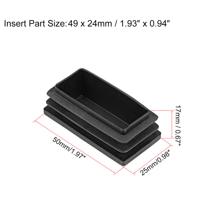 Rectangular Plastc End Caps Tube Nserts Blankng Rbbed Rectangle - View #2