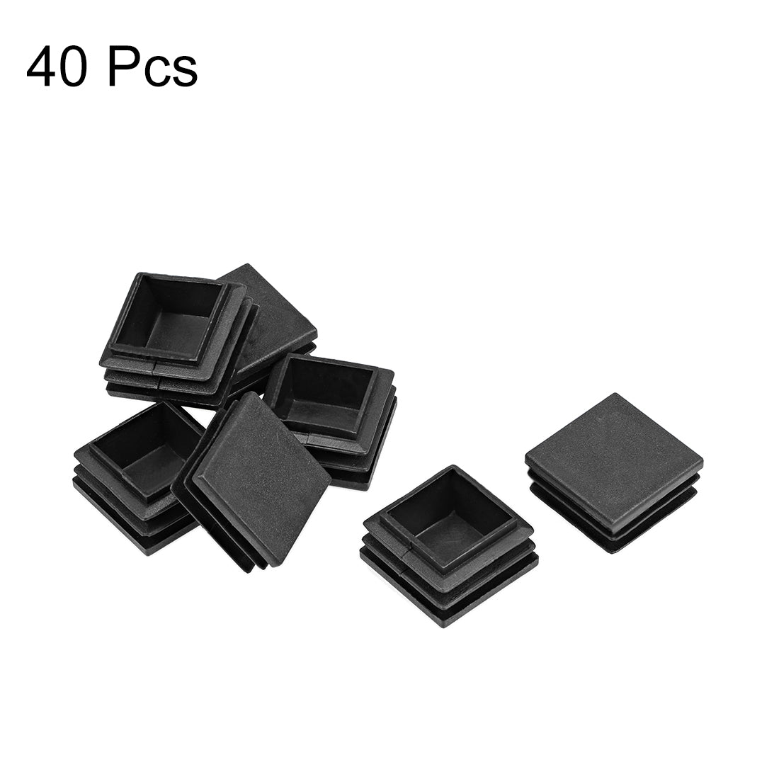 uxcell Uxcell Plastic Plug End Caps 28mm x 28mm Square Furniture Table Chair Legs 40Pcs
