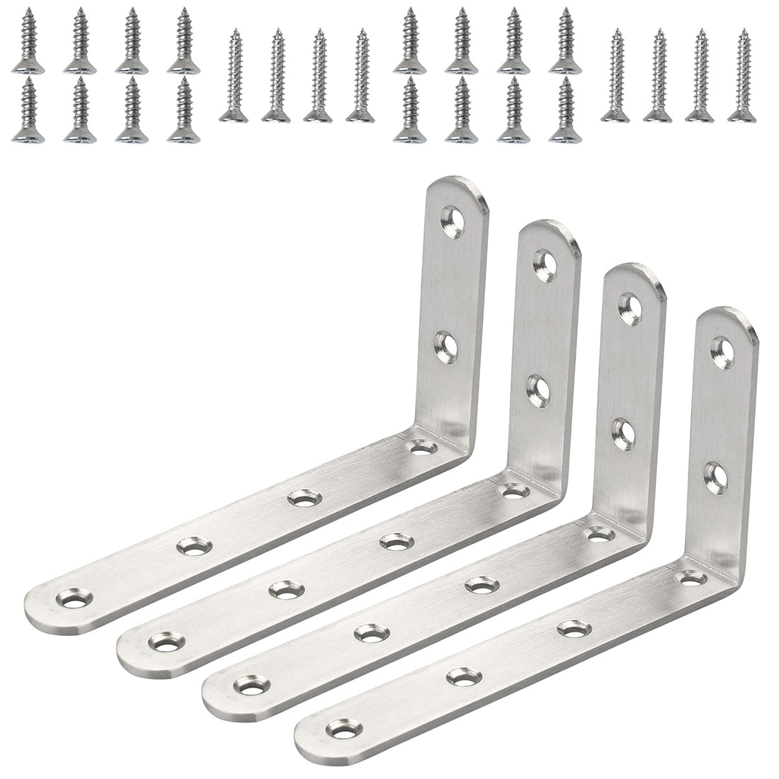 Uxcell Angle Bracket Stainless Steel Brace Fastener Support w Screws ...