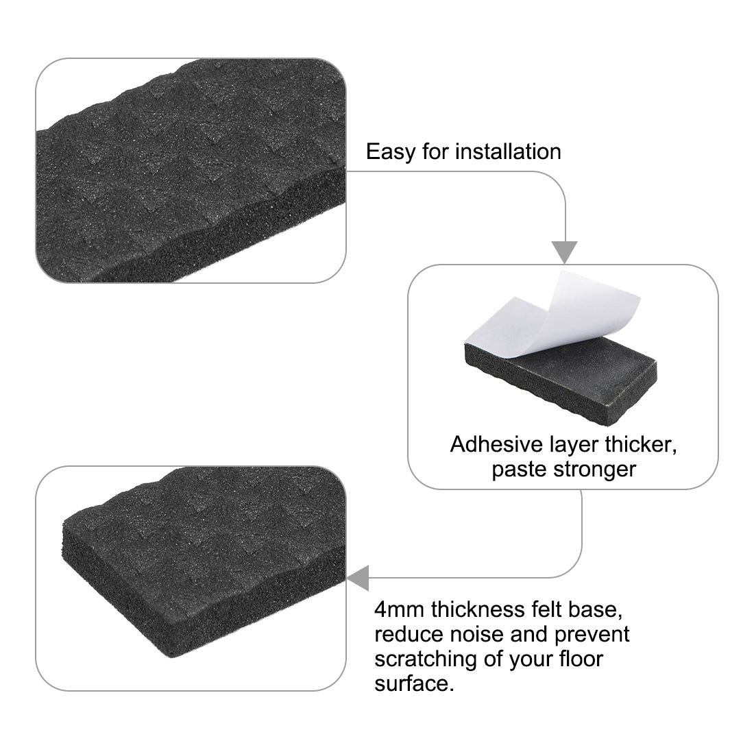 uxcell Uxcell Furniture Pads Adhesive EVA Pads 30mm x 15mm Black 16Pcs