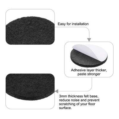 Harfington Uxcell Furniture Pads Adhesive Felt Pads 32mm Diameter 3mm Thick Round Black 48Pcs