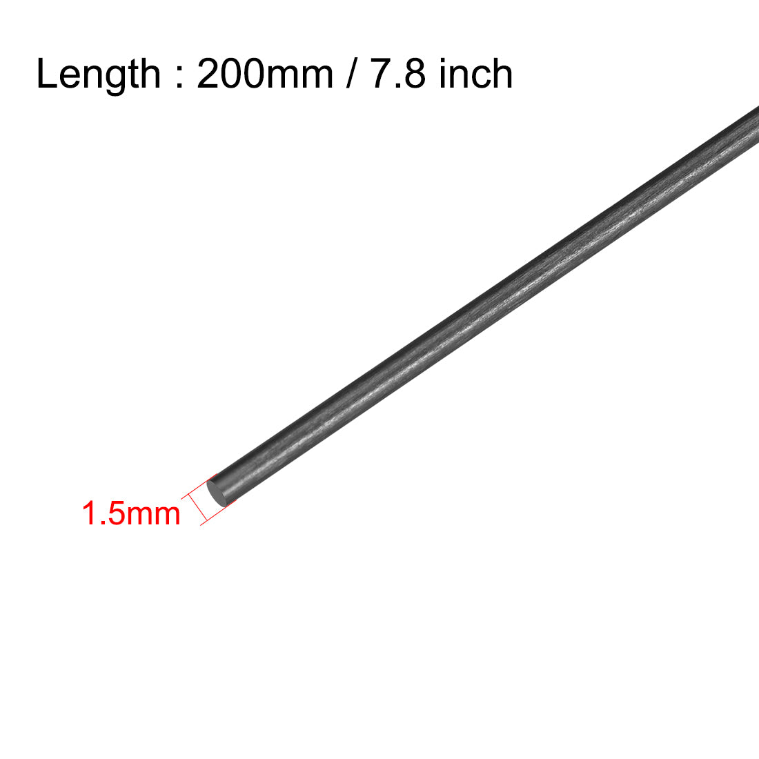 Uxcell Uxcell 4mm Carbon Fiber Rod For RC Airplane Matte Pole US, 200mm 7.8 inch, 5pcs