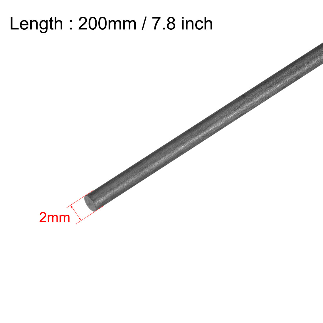 Uxcell Uxcell 4mm Carbon Fiber Rod For RC Airplane Matte Pole US, 200mm 7.8 inch, 5pcs