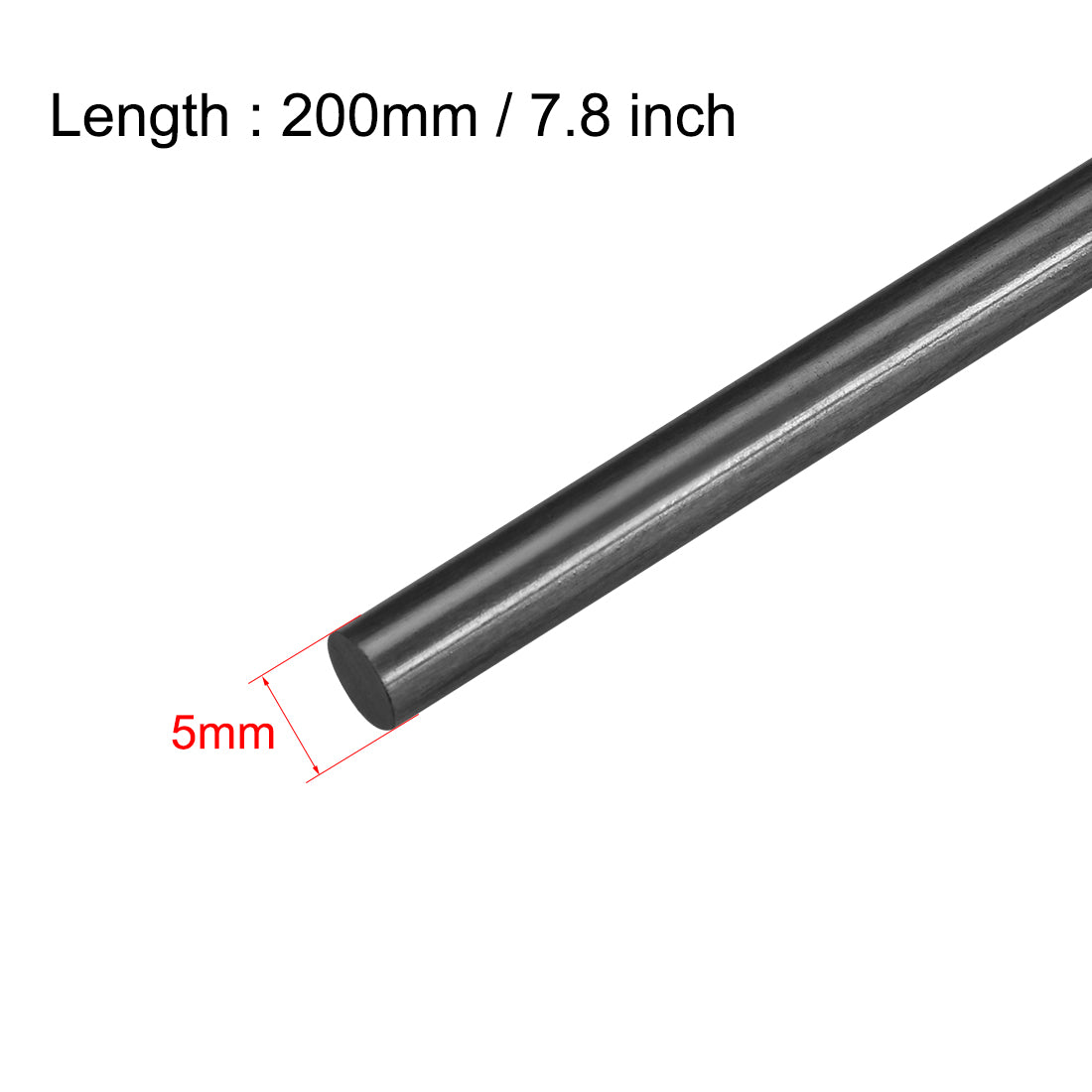 uxcell Uxcell 5mm Carbon Fiber Rod For RC Airplane Matte Pole US, 200mm 7.8 inch, 5pcs