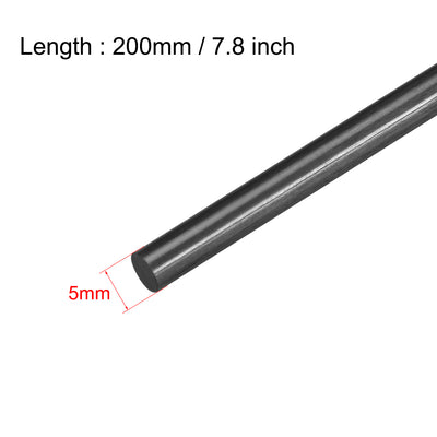 Harfington Uxcell 5mm Carbon Fiber Rod For RC Airplane Matte Pole US, 200mm 7.8 inch, 5pcs