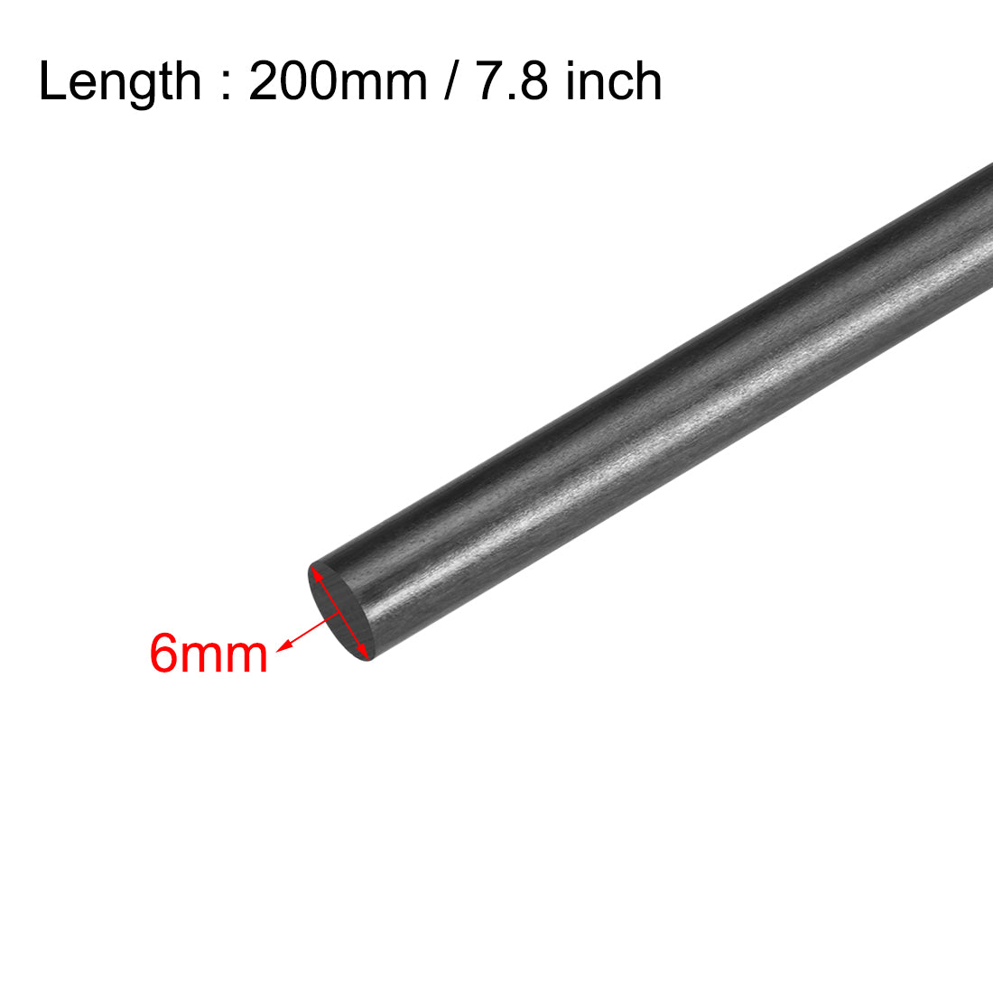 Uxcell Uxcell 12mm Carbon Fiber Rod For RC Airplane Matte Pole US, 200mm 7.8 inch