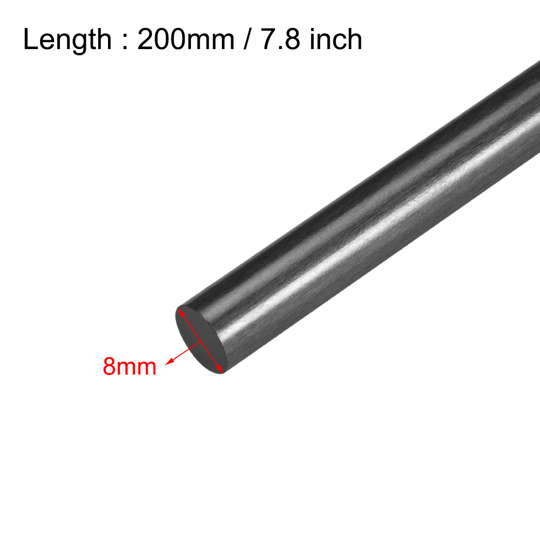 Uxcell Uxcell 12mm Carbon Fiber Rod For RC Airplane Matte Pole US, 200mm 7.8 inch