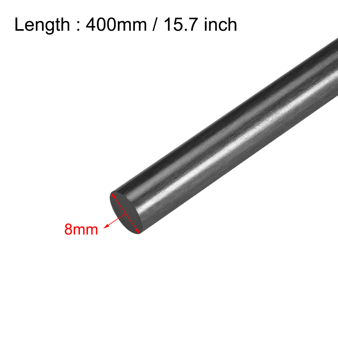 uxcell Uxcell 8mm Carbon Fiber Rod For RC Airplane Matte Pole US, 400mm 15.7 inch, 1pc