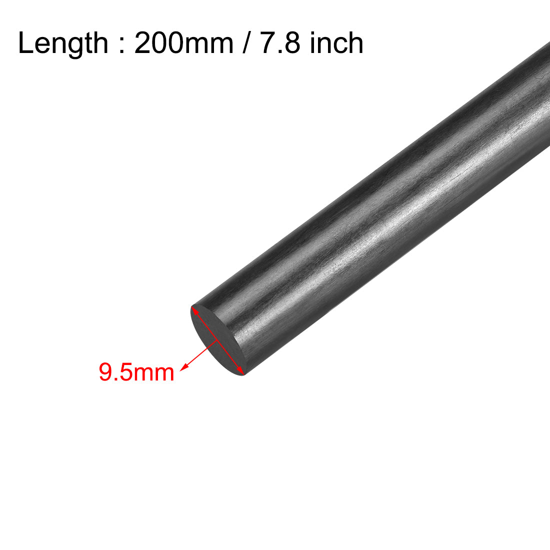 Uxcell Uxcell 9.5mm Carbon Fiber Rod For RC Airplane Matte Pole US, 200mm 7.8 inch, 2pcs