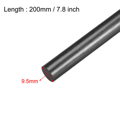 Harfington Uxcell 9.5mm Carbon Fiber Rod For RC Airplane Matte Pole US, 200mm 7.8 inch, 2pcs