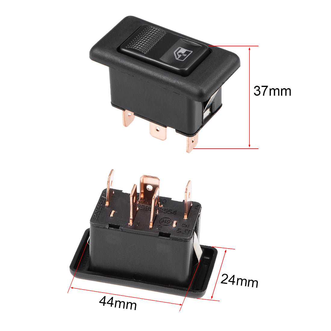 uxcell Uxcell 5 Pins Car Window Switch Car Master Rocker Switch Momentary DC 12V 2pcs