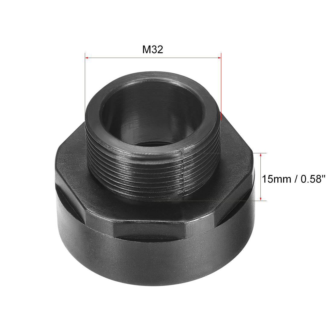 uxcell Uxcell Threaded Bushings Nylon Connector Adaptor M32 Outer Thread to M40 Inner Thread Black