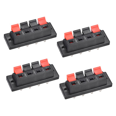 Harfington Uxcell 4 Way Spring Terminal Clip Push Release Connector Cable Block WP4-10 4Pcs