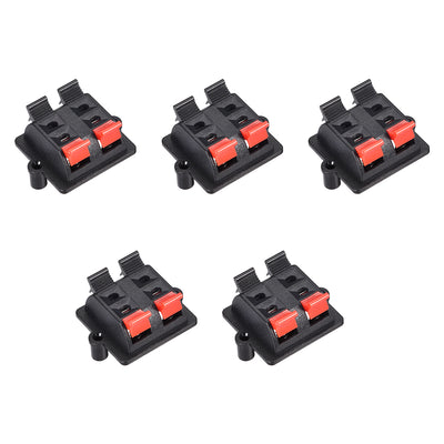Harfington Uxcell 2 Row 4 Way Spring Speaker Terminal Clip Push Release Connector Audio Cable Terminals Strip Block WP4-03 5Pcs