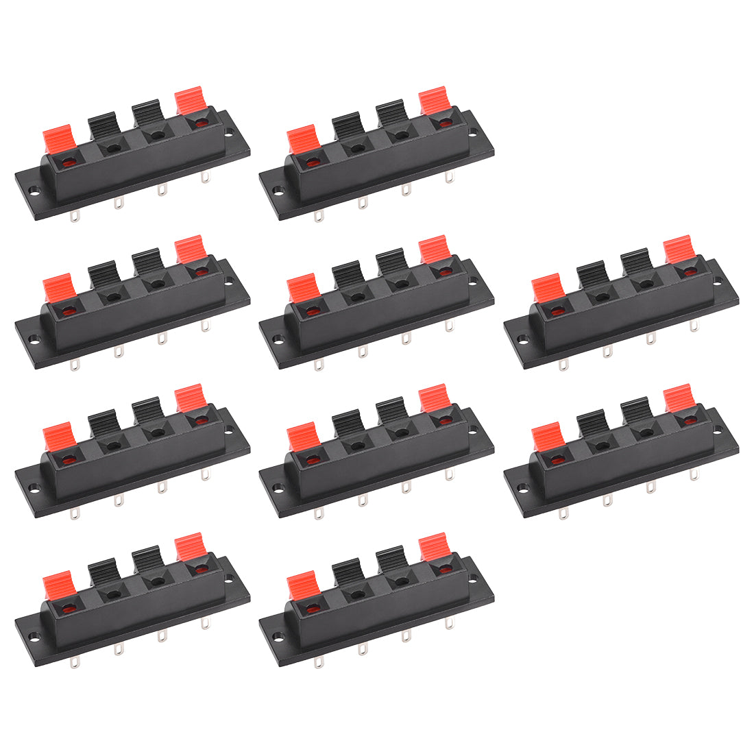 uxcell Uxcell 4 Way Spring Speaker Terminal Clip Push Release Connector Audio Cable Terminals Strip Block WP4-7 10Pcs