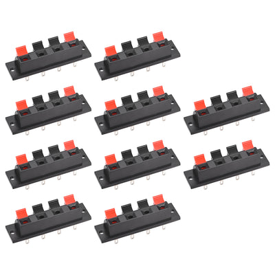 Harfington Uxcell 4 Way Spring Speaker Terminal Clip Push Release Connector Audio Cable Terminals Strip Block WP4-7 10Pcs