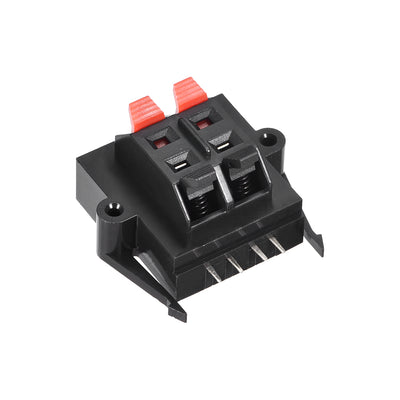 Harfington Uxcell 2 Row 4 Way Spring Speaker Terminal Clip Push Release Connector Audio Cable Terminals Strip Block WP4-11