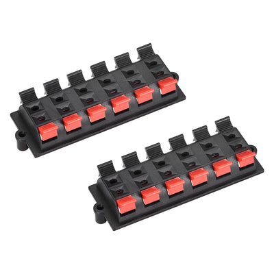 Harfington Uxcell 2 Row 12 Way Spring Speaker Terminal Clip Push Release Connector Audio Cable Terminals Strip Block WP12-03B 2Pcs