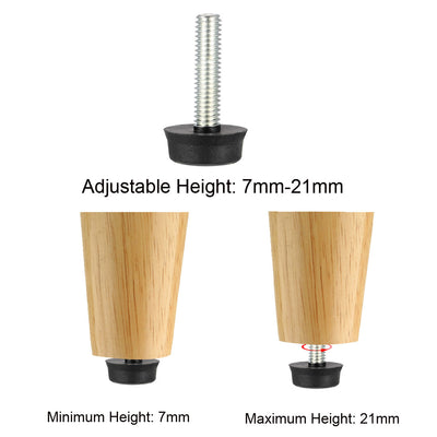 Harfington Uxcell Furniture Levelers, 7mm to 21mm Adjustable Height M6 x 25mm Threaded, 8Pcs