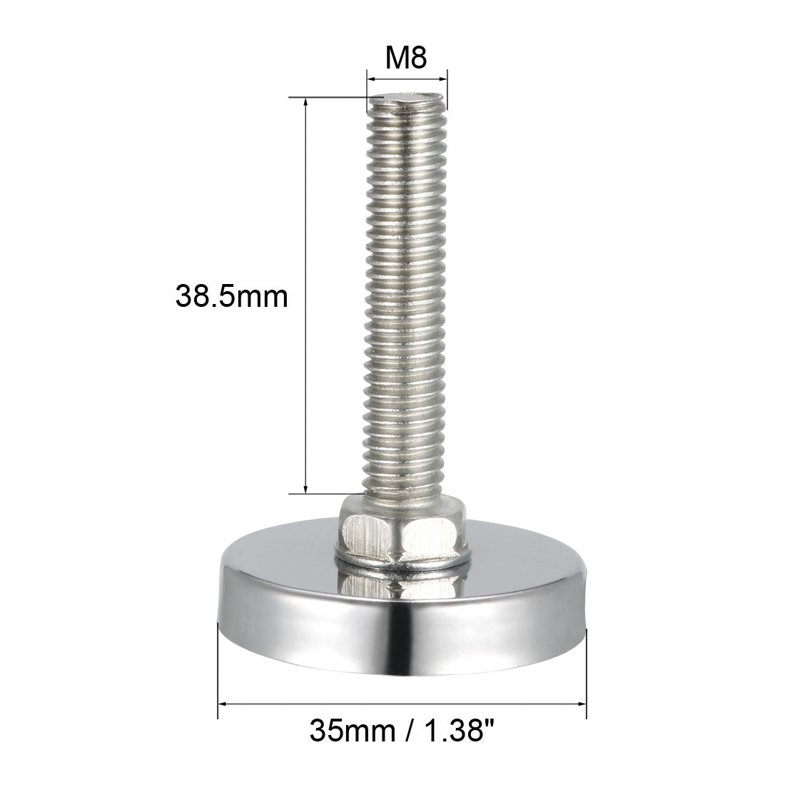 uxcell Uxcell Furniture Levelers, 16mm to 45mm Adjustable Height M8 x 38.5mm Threaded, 4Pcs