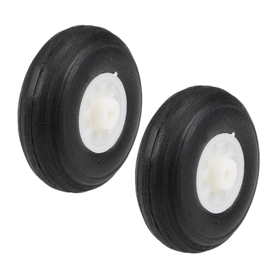 Harfington Uxcell Tire and Wheel Sets for RC Airplane,PU Sponge Tire with Plastic Hub,1.43" 2pcs