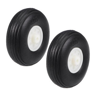 Harfington Uxcell Tire and Wheel Sets for RC Car Airplane,PU Sponge Tire with Plastic Hub,2" 2pcs