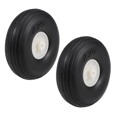 Harfington Uxcell Tire and Wheel Sets for RC Airplane,PU Sponge Tire with Plastic Hub,2.25" 2pcs