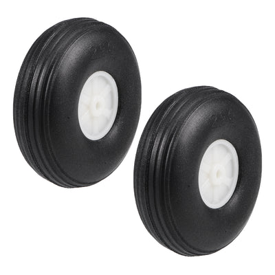 Harfington Uxcell Tire and Wheel Sets for RC Airplane,PU Sponge Tire with Plastic Hub,2.5" 2pcs