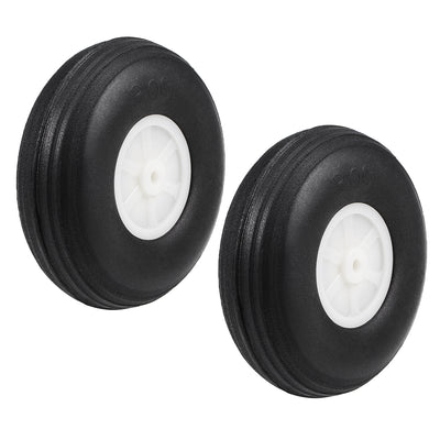 Harfington Uxcell Tire and Wheel Sets for RC Car Airplane,PU Sponge Tire with Plastic Hub,3" 2pcs