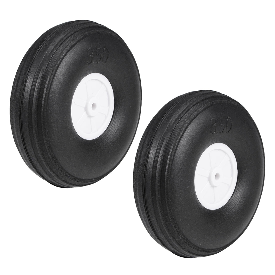 uxcell Uxcell Tire and Wheel Sets for RC Airplane,PU Sponge Tire with Plastic Hub,3.5" 2pcs