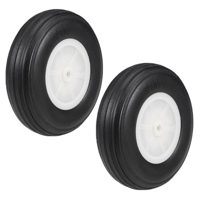 Harfington Uxcell Tire and Wheel Sets for RC Car Airplane,PU Sponge Tire with Plastic Hub,4" 2pcs