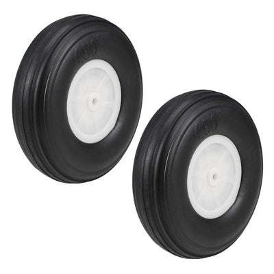 Harfington Uxcell Tire and Wheel Sets for RC Airplane,PU Sponge Tire with Plastic Hub,4.5" 2pcs