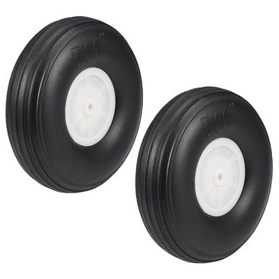 Harfington Uxcell Tire and Wheel Sets for RC Car Airplane,PU Sponge Tire with Plastic Hub,5" 2pcs