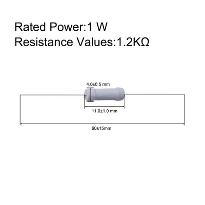 Harfington Uxcell 50 Pcs 1W 1 Watt Metal Oxide Film Resistor Lead 1.2K Ohm ±5% Tolerance