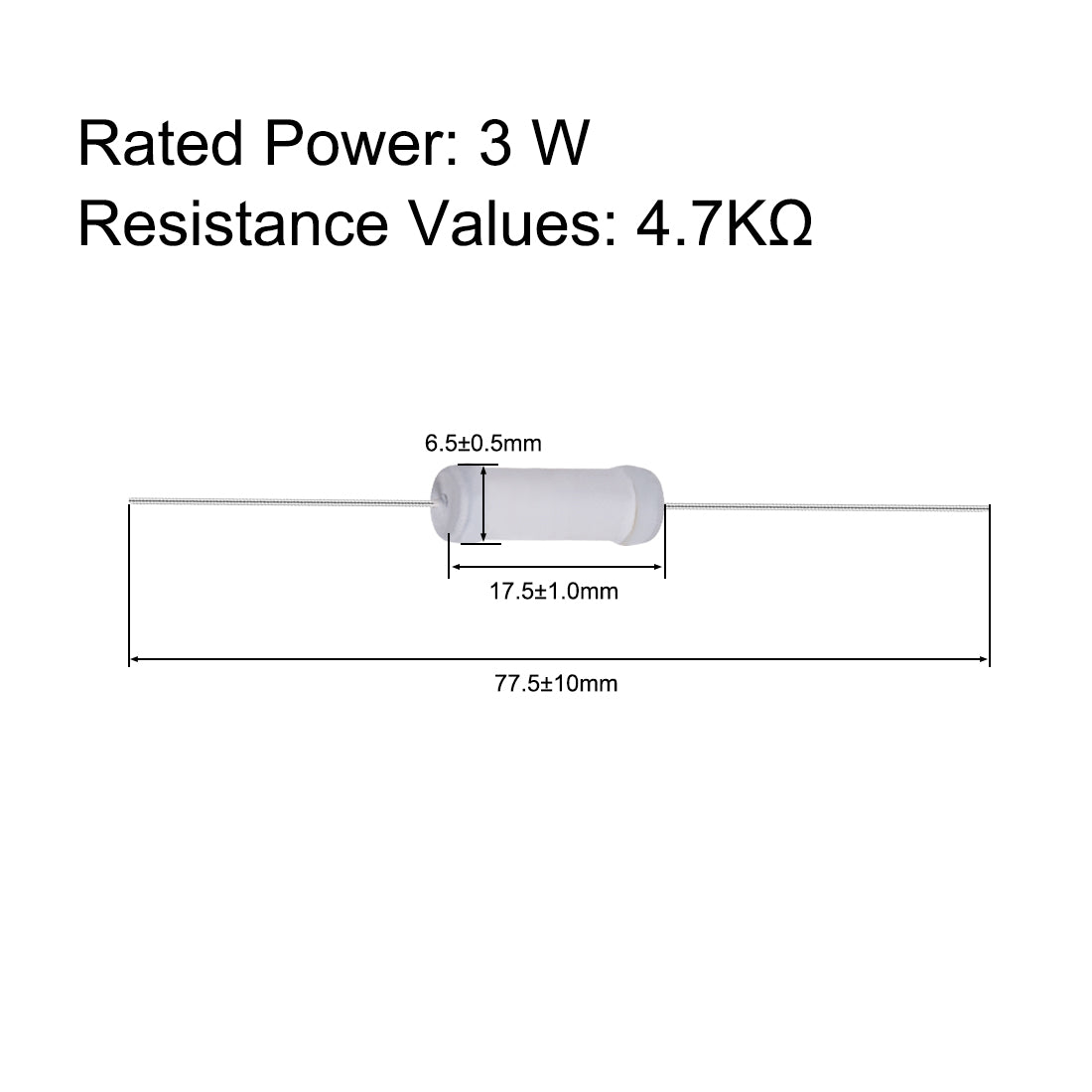uxcell Uxcell 20pcs 3W 3 Watt Metal Oxide Film Resistor Lead 4.7K Ohm ±5% Tolerance