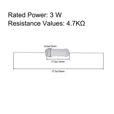 Harfington Uxcell 20pcs 3W 3 Watt Metal Oxide Film Resistor Lead 4.7K Ohm ±5% Tolerance