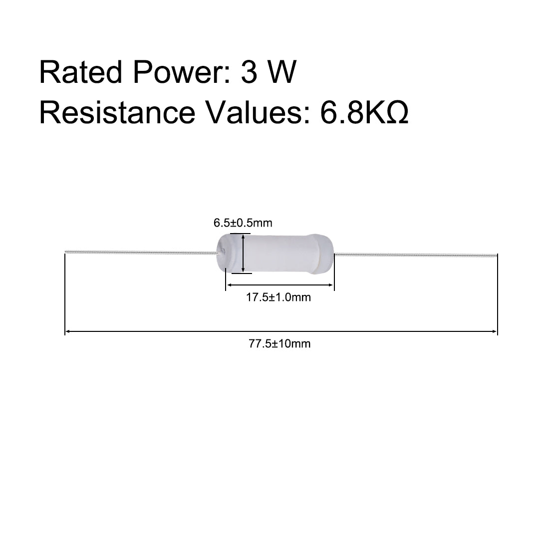 uxcell Uxcell 20pcs 3W 3 Watt Metal Oxide Film Resistor Lead 6.8K Ohm ±5% Tolerance