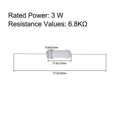 Harfington Uxcell 20pcs 3W 3 Watt Metal Oxide Film Resistor Lead 6.8K Ohm ±5% Tolerance