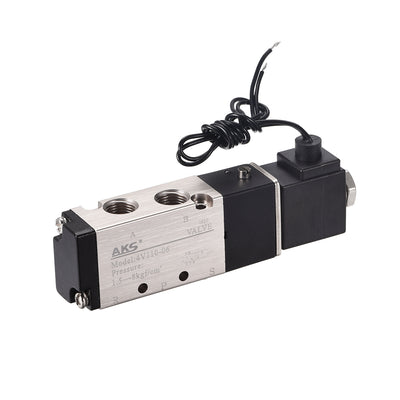 Harfington Uxcell 4V110-06 Pneumatic Air Electrical Control Solenoid Valve DC 12V 5 Way 2 Position 1/8" G Internally Single Piloted Acting Type