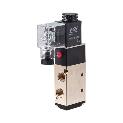 Harfington Uxcell 4V210-08 Pneumatic Air Single Electrical Control Solenoid Valve DC 24V 5 Way 2 Position 1/4" G  Thread Internally Piloted Acting Type