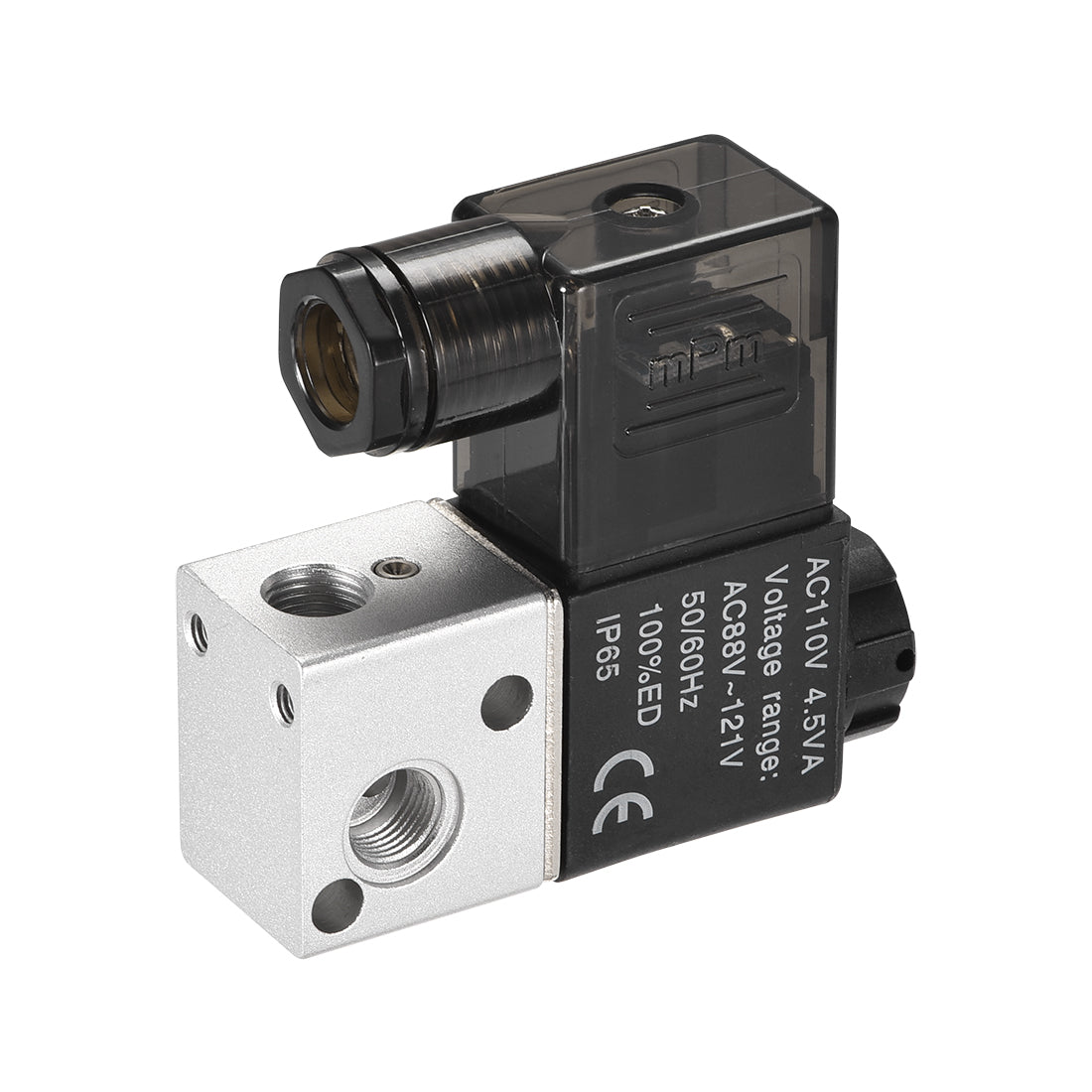 uxcell Uxcell 3V1-06 Pneumatic Air NC Single Electrical Control Solenoid Valve AC 110V 3 Way 2 Position 1/8" PT Internally Piloted Acting Type